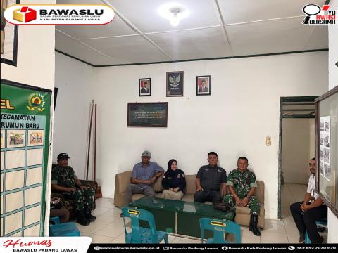 Koordinasi dengan Padang Lawas, Kamis,11 Juni 2026 – Bawaslu Kabupaten Padang Lawas bersama KPU Kabupaten Padang Lawas melaksanakan koordinasi ke Perwira Penghubung/Pabung 0212/TS Wilayah Kabupaten Padang Lawas, hari ini. Koordinasi ini fokus pada Pemutakhiran Data Pemilih Berkelanjutan/PDPB khusus di wilayah TNI Pabung 0212/TS wilayah Padang Lawas.